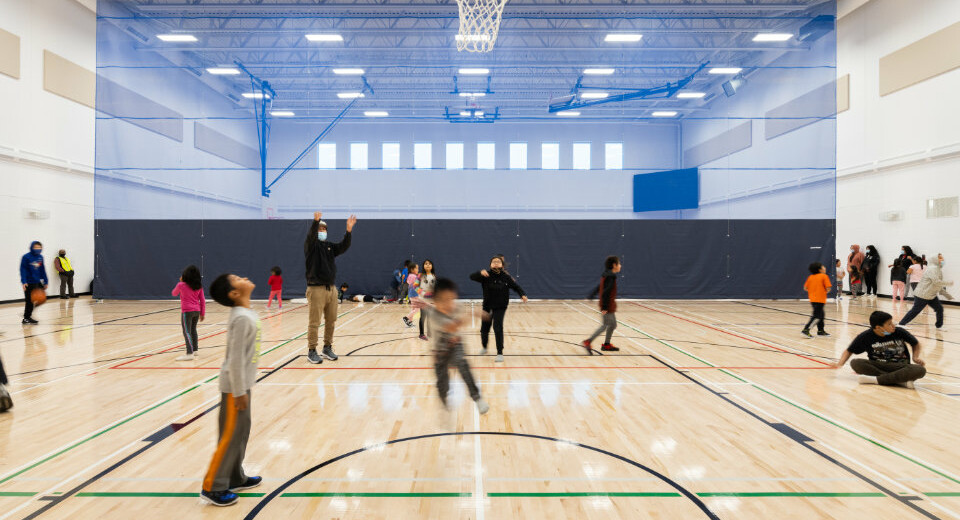 students playing in a gym